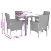 vidaXL 5-tlg. Garten-Essgruppe mit Kissen Beige Poly Rattan und Glas
