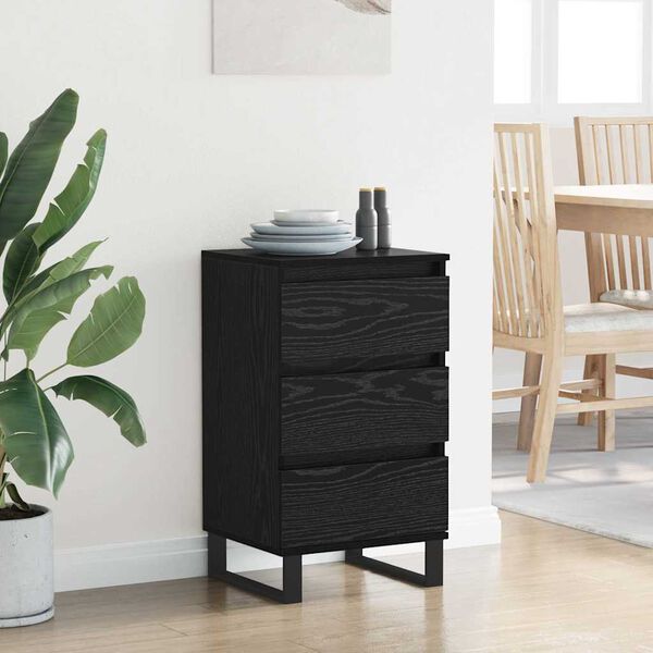 vidaXL Sideboard mit Schubladen Schwarz Eichen-Optik Holzwerkstoff