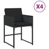 vidaXL Gartenstühle mit Kissen 4 Stk. Schwarz Poly Rattan