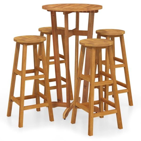vidaXL 5-tlg. Gartenbar-Set Massivholz Akazie