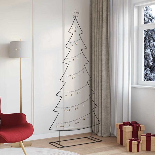 vidaXL Metall Weihnachtsbaum mit Ständer Schwarz 210 cm Stahl