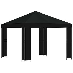 vidaXL Pavillon 3 x 3 m Schwarz Polyester und Stahl 190 gsm