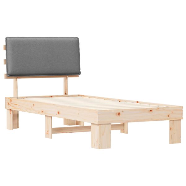 vidaXL Bettgestell mit gepolstertem Kopfteil Hellgrau 75 x 190 cm