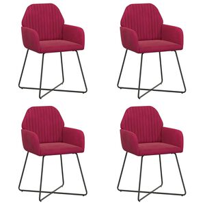 vidaXL Esszimmerst&uuml;hle 4 pcs Samt (V) Weinrot 55 x 50 x 84 cm