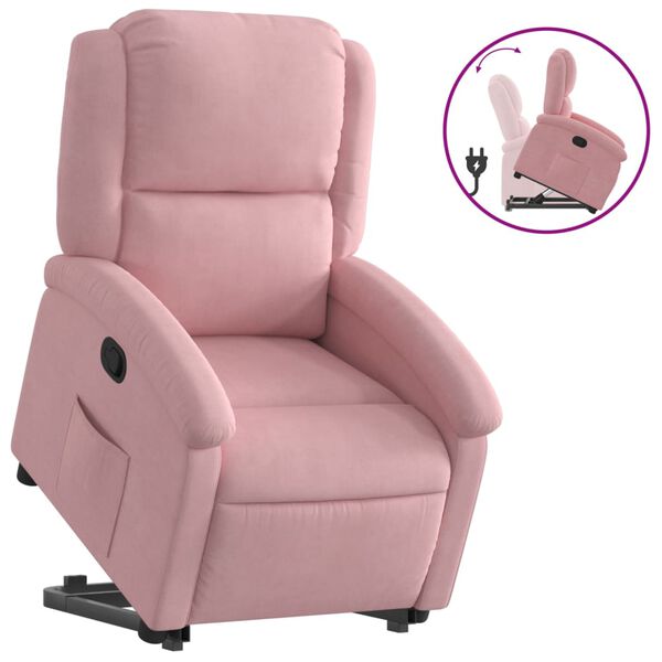 vidaXL Relaxsessel mit Aufstehhilfe Rosa Samt