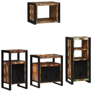 vidaXL Badezimmerm&ouml;bel-Set 4 stk. Mehrfarbig und Schwarz