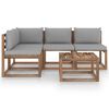 vidaXL 5-tlg. Garten-Lounge-Set mit Grauen Kissen
