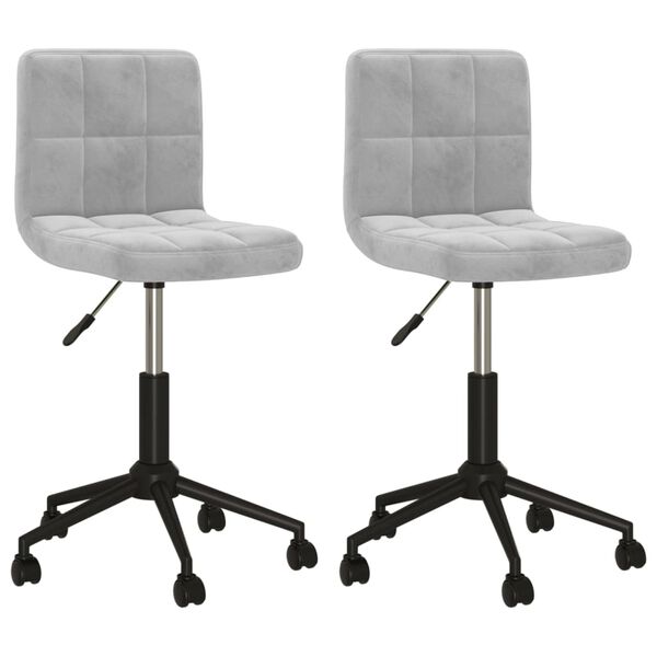 vidaXL Esszimmerst&uuml;hle 2 Stk. Drehbar Hellgrau Samt
