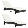 vidaXL Sonnenliegen 2 Stk. mit Rollen und Auflagen Poly Rattan Schwarz