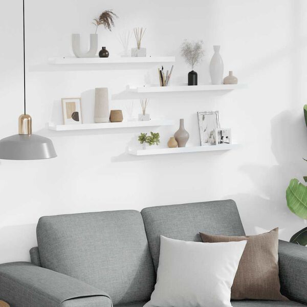 vidaXL Wandregale 4 Stk. Hochglanz-Wei&szlig; 60x9x3 cm