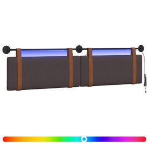 vidaXL H&auml;ngendes Kopfteil Mit LED Licht Dunkelbraun Antikes PU