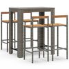 vidaXL 5-tlg. Gartenbar-Set Grau Poly Rattan & Massivholz Akazie