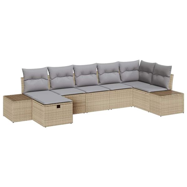 vidaXL Sofa Set mit Kissen 7 pcs Poly-Rattan