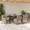 vidaXL Garten Essgruppe mit Kissen 7 pcs Beige Poly-Rattan