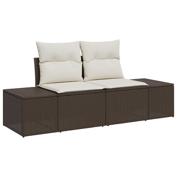 vidaXL Gartensofa-set mit Kissen 7 pcs Braun Poly-Rattan