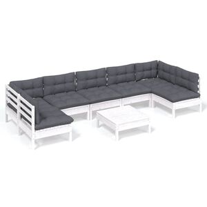 vidaXL 8-tlg. Garten-Lounge-Set mit Kissen Wei&szlig; Kiefer Massivholz
