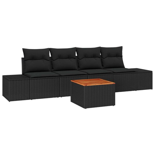 vidaXL Garten-Sofa-Set 5 pcs Schwarz