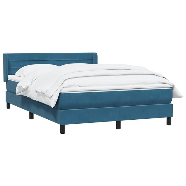 vidaXL Boxspringbett mit Matratze Dunkelblau 140x210 cm Samt