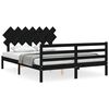vidaXL Massivholzbett mit Kopfteil Schwarz 140x190 cm