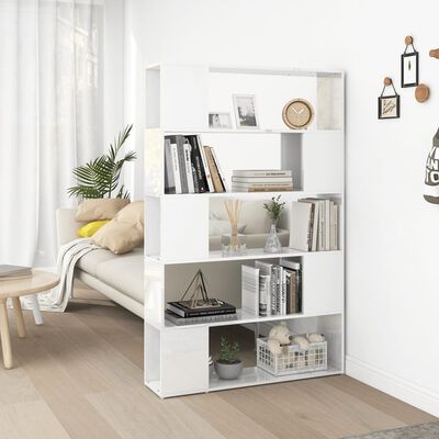 vidaXL Bücherregal Raumteiler Hochglanz-Weiß Holzwerkstoff