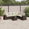 vidaXL 7-tlg. Garten-Sofagarnitur mit Kissen Braun Poly Rattan