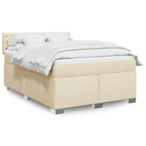 vidaXL Boxspringbett mit Matratze Creme 140x200 cm Stoff
