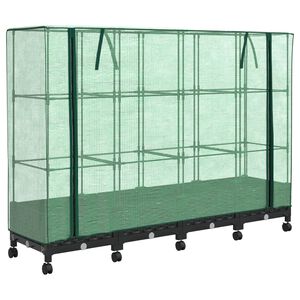 vidaXL Gartenplanter mit Gew&auml;chshausabdeckung und R&auml;dern 4 Stk. PP