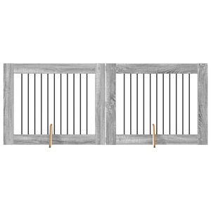 vidaXL Hundetor mit St&auml;ndern 2 pcs Graues Sonoma 100 x 80 cm