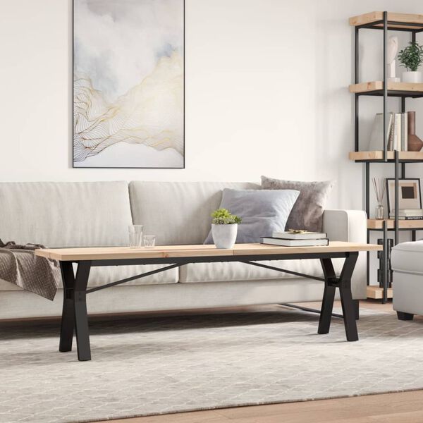 vidaXL Couchtisch Y-Gestell 160x40x45,5 cm Massivholz Kiefer Stahl