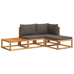 vidaXL 4-tlg. Gartensofa-Set mit Kissen Holz Akazie & Rattan