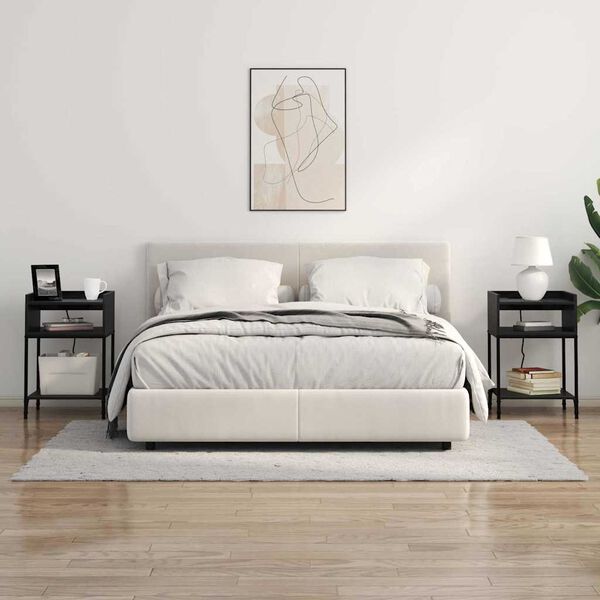 vidaXL Nachttisch mit Regal 2 pcs Schwarz Eichen-Optik 40 x 40 x 61 cm