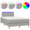 vidaXL Boxspringbett mit Matratze & LED Hellgrau 120x190 cm Stoff