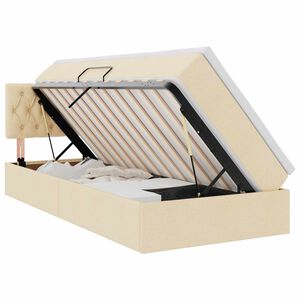 vidaXL Bett mit Stauraum und LED mit Matratze Creme 100 x 200 cm Stoff