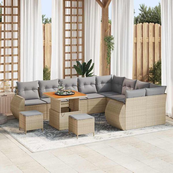 vidaXL Garten-Sofa-Set 12 pcs Beige Poly-Rattan