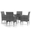 vidaXL 5-tlg. Garten-Essgruppe Poly Rattan Grau