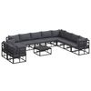 vidaXL Garten-Sofa-Set mit Kissen Schwarz Aluminium