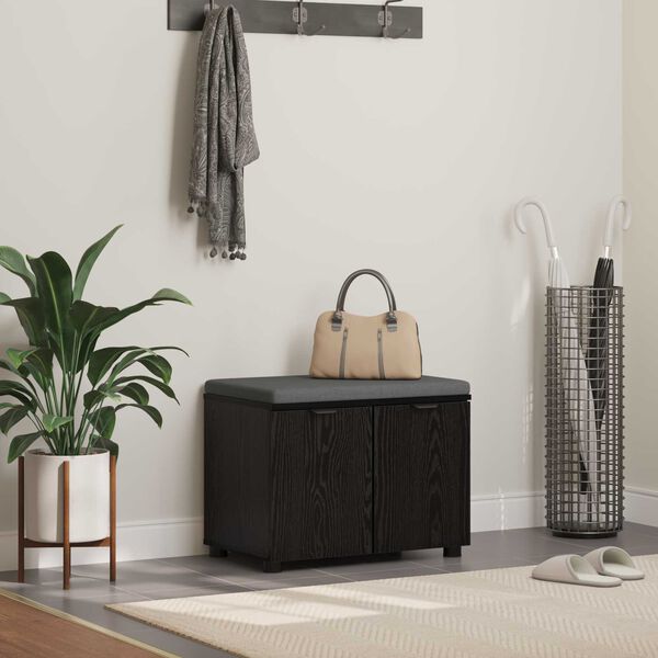 vidaXL Flurbank mit Kissen Schwarz Eichen-Optik 60 x 38 x 46 cm