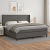vidaXL Boxspringbett mit Matratze Grau 200x200 cm Kunstleder