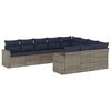 vidaXL 10-tlg. Garten-Sofagarnitur mit Kissen Grau Poly Rattan