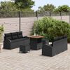vidaXL Garten-Sofa-Set mit Kissen 9 pcs Schwarz Poly Rattan