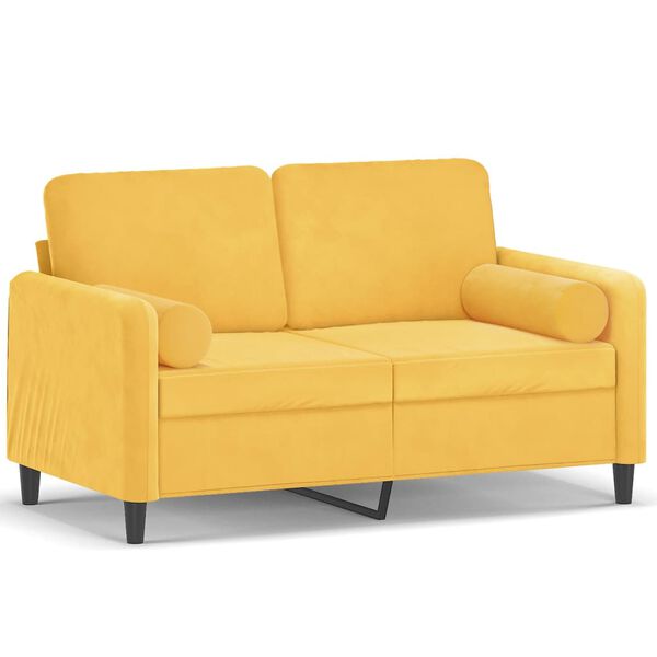 vidaXL 2-Sitzer-Sofa mit Kissen Hellgelb 120 cm Samt