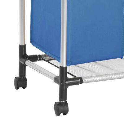 vidaXL Wäschesortierer mit 4 Taschen Blau Stahl