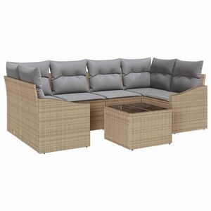 vidaXL Sofa Set 7 stk. Beige und Hellgrau [Synthetisch]: Poly Rattan