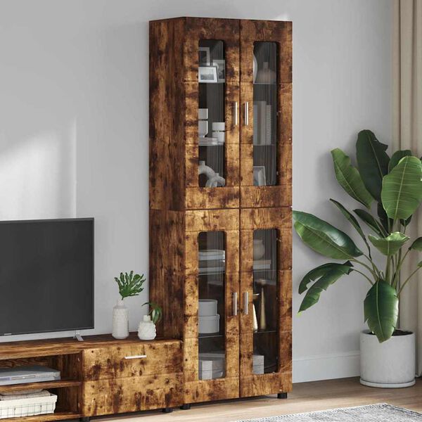 vidaXL Highboard Ger&auml;ucherte Eiche 60 x 35 x 182 cm Holzwerkstoff