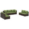 vidaXL 7-tlg. Garten-Lounge-Set mit Kissen Poly Rattan Braun