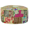 vidaXL Patchwork Sitzpouf Rund Baumwolle Handgefertigt 40x20 cm Grün