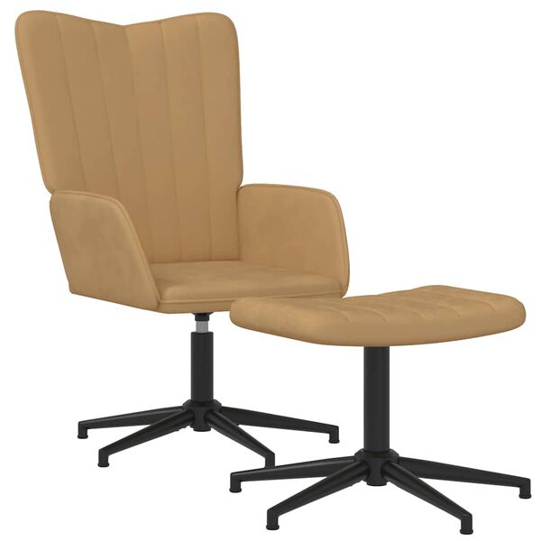 vidaXL Relaxsessel mit Hocker Braun Samt