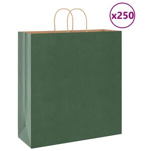 vidaXL Papiertragetaschen 250 Stk. mit Henkeln Gr&uuml;n 45x17x48 cm