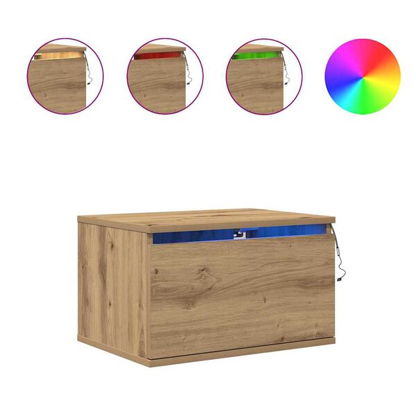 vidaXL Wandmontiertes Nachttischchen Artisan-Eiche 50 x 36 x 30 cm