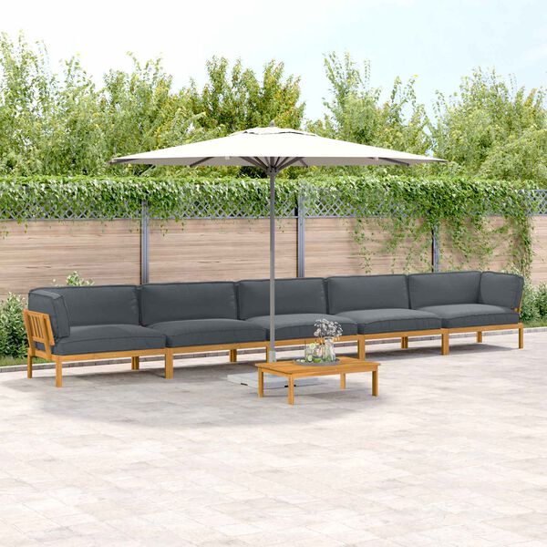 vidaXL Sofa Set mit Kissen Uni 6 pcs Anthrazit Massivholz Akazie